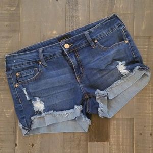 Medium wash Jean Distressed Shorts